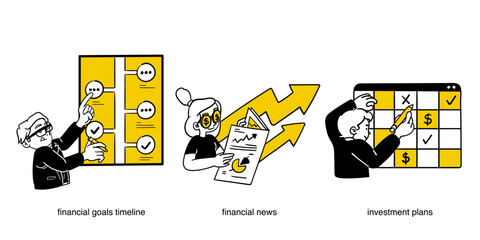 Finance and investment related vector illustrations.