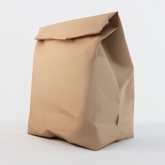 brown paper lunch bag on white background