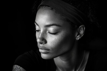 Close-up of pensive african american man in black and white shows age, texture, and wisdom