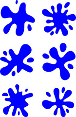 Collection of vibrant and bright blue paint splashes on transparent background, versatile art elements for creative projects and dynamic designs