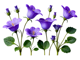 Vibrant Purple Bellflowers A Collection of Botanical Illustrations