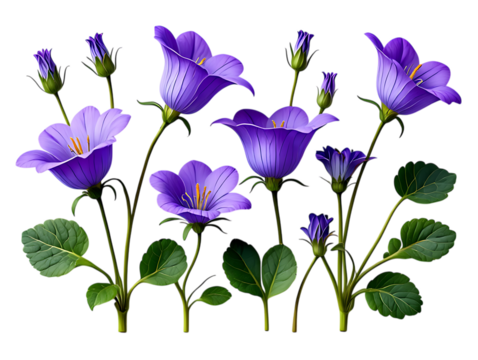 Vibrant Purple Bellflowers A Collection of Botanical Illustrations