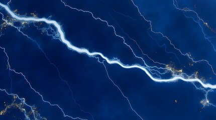 Deep sapphire blue marble accented with striking white lightning-like veining and tiny flecks of gold