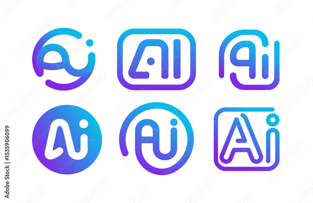 Leinwandbilder ai logo design template gradient modern tech icon. ideal for modern app of artificial intelligence b