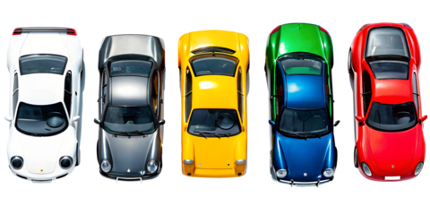 Blue Metallic Abstract Car Top View. Realistic Illustration. Ai Generative