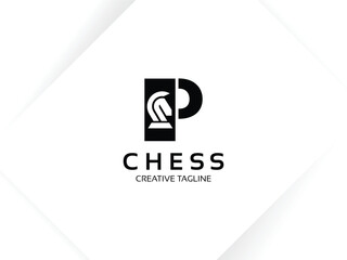 Letter P Chess Logo. Monogram Knight Logo