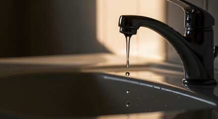 Leaking Faucet with Water Drops