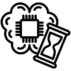 Epoch mini illustration black outline icon, use for machine learning, education, industry, UI, UX kit, app and web development, digital or print.