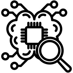 Evaluation mini illustration black outline icon, use for machine learning, education, industry, UI, UX kit, app and web development, digital or print.