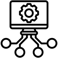 Computation Node mini illustration black outline icon, use for machine learning, education, industry, UI, UX kit, app and web development, digital or print.