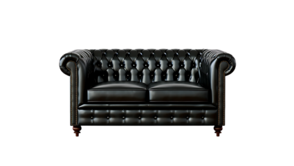 Elegant Black Leather Chesterfield Sofa Classic Design and Comfort