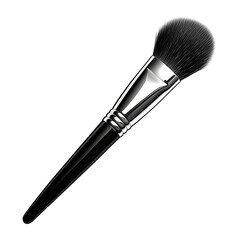 Sleek Silver Makeup Brush with Soft Bristles, Isolated on Transparent Background, png