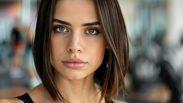 Gazing Ahead: A striking young woman with captivating eyes, her beauty and poise exuding confidence and allure, drawing the viewer in.
