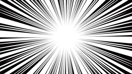 Obraz premium 漫画でよく使われる集中線。白ベースに黒い線。注目させるときに使う。ズームイン。