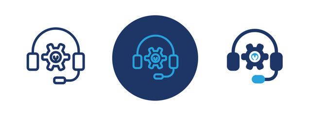 set of colored pixel perfect Technical support icon 1, 1 silhouette, 1 unexpanded, Headset icon representing technical support service.