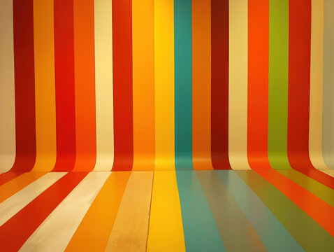 Multicolored striped background with retro 60s vibe, perfect for photoshoot