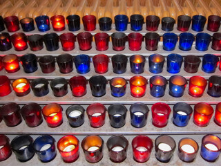 Candles burning in Catholic church, St. Mary's Basilica National Historic Site of Canada, Halifax, Nova Scotia, Canada