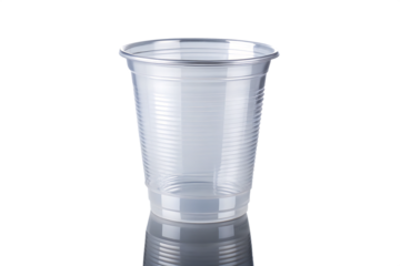 Clear Disposable Plastic Cup Studio Product Shot Ribbed Texture Transparent Empty Container A I G E N E R A T E D - P N G isolated on a transparent background