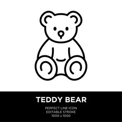 Vector line icon related to teddy bear. Perfect Line. Editable Stroke.
