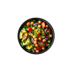 Nutritious Chickpea and Avocado Salad with Fresh Herbs, isolated on a transparent background, png