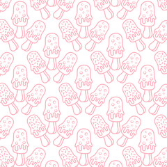 Seamless pattern with popsicles outline illustration graphic element