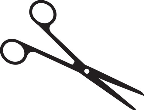 Black and white vector illustration of surgical forceps or medical scissors on a white background.