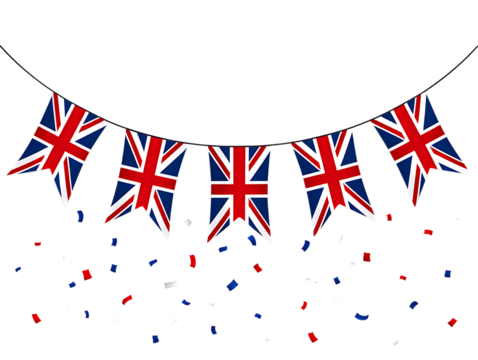 Celebrate with Union Jack Bunting and Confetti A Festive Illustration