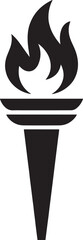 Simple black and white torch symbol illustrating energy power and enlightenment concept
