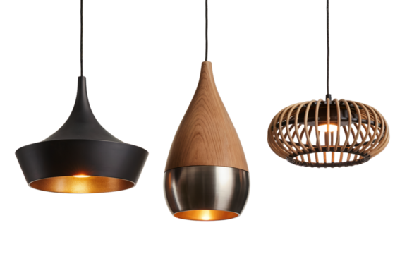 Modern stylish pendant lights home decor lighting fixtures lamp on transparent background