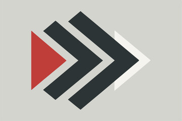 Abstract Red Dark Gray White Chevron Arrows Graphic Icon
