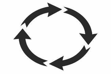 Circular Icon Four Black Curved Arrows Rotating vector