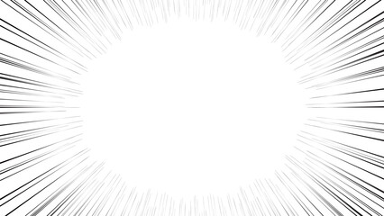 漫画でよく使われる集中線。白ベースに黒い線。注目させるときに使う。ズームイン。