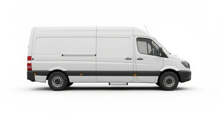 Naklejka premium White delivery van, side profile, against a plain white background.