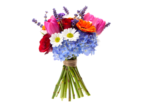 Vibrant Spring Bouquet A Colorful Mix of Tulips, Roses, and Daisies