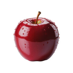 Shiny red apple with water drops isolated on food life ripe diet on transparent background