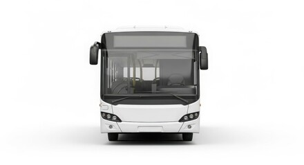 Front view of a modern white city bus against a plain white background.