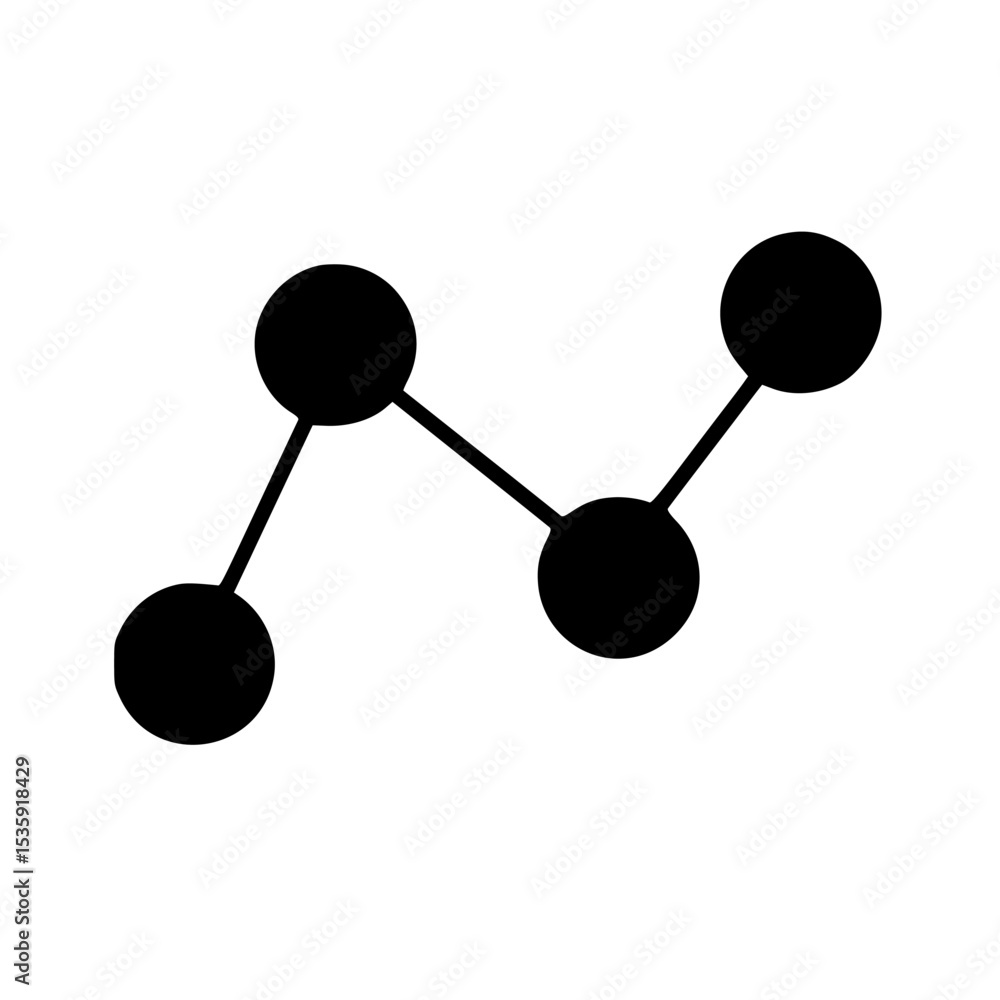 Aufkleber simple black graphic of connected circles, forming a basic line graph or network.