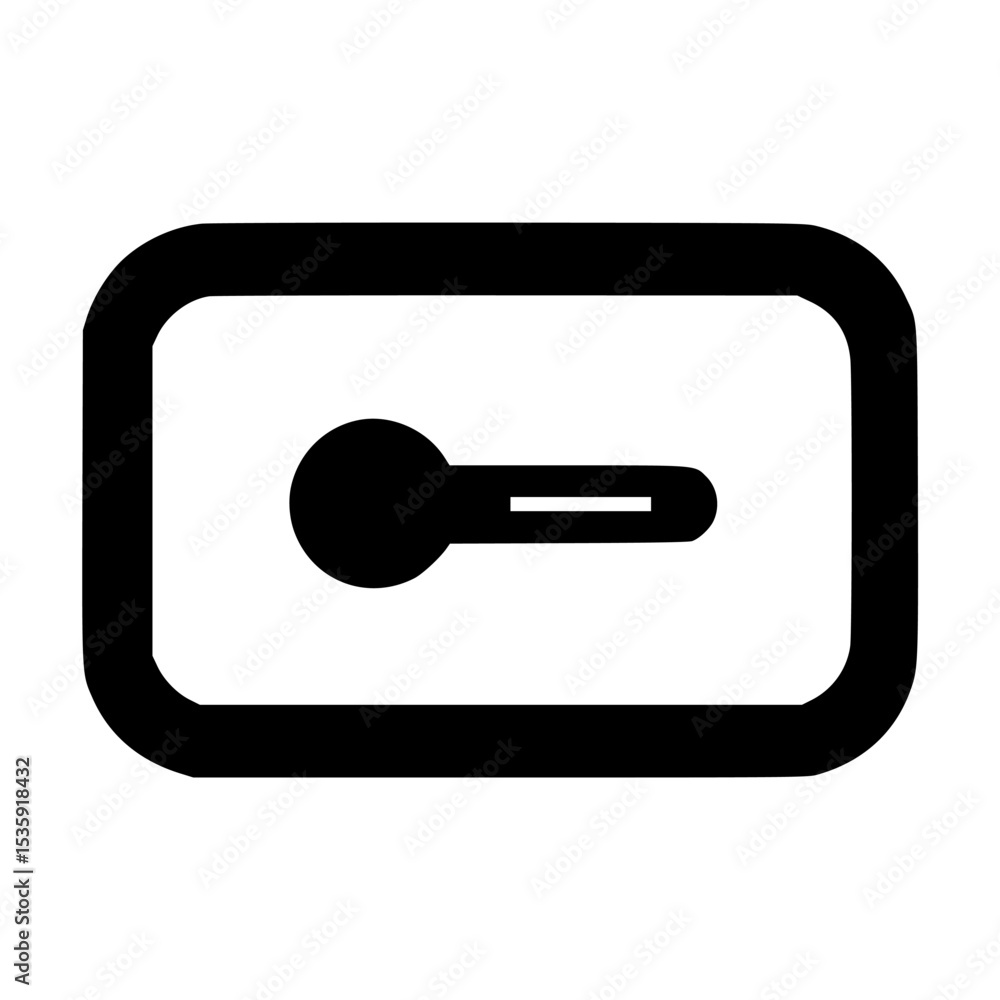 Poster a simple black and white icon depicting a rectangular safe with a handle.