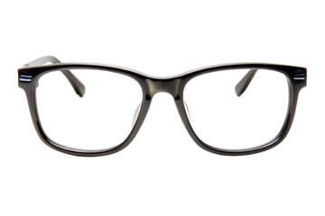 Closeup Studio Shot of Black Rectangular Eyeglasses with Clear Lenses and Subtle Blue Accents A I G E N E R A T E D - P N G isolated on a transparent background