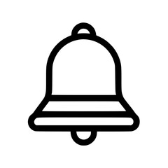 Obraz premium A simple, black outline illustration of a bell, centered on a white background.