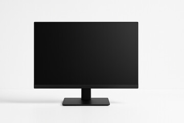 白い背景に置かれたシンプルな黒い液晶モニター
