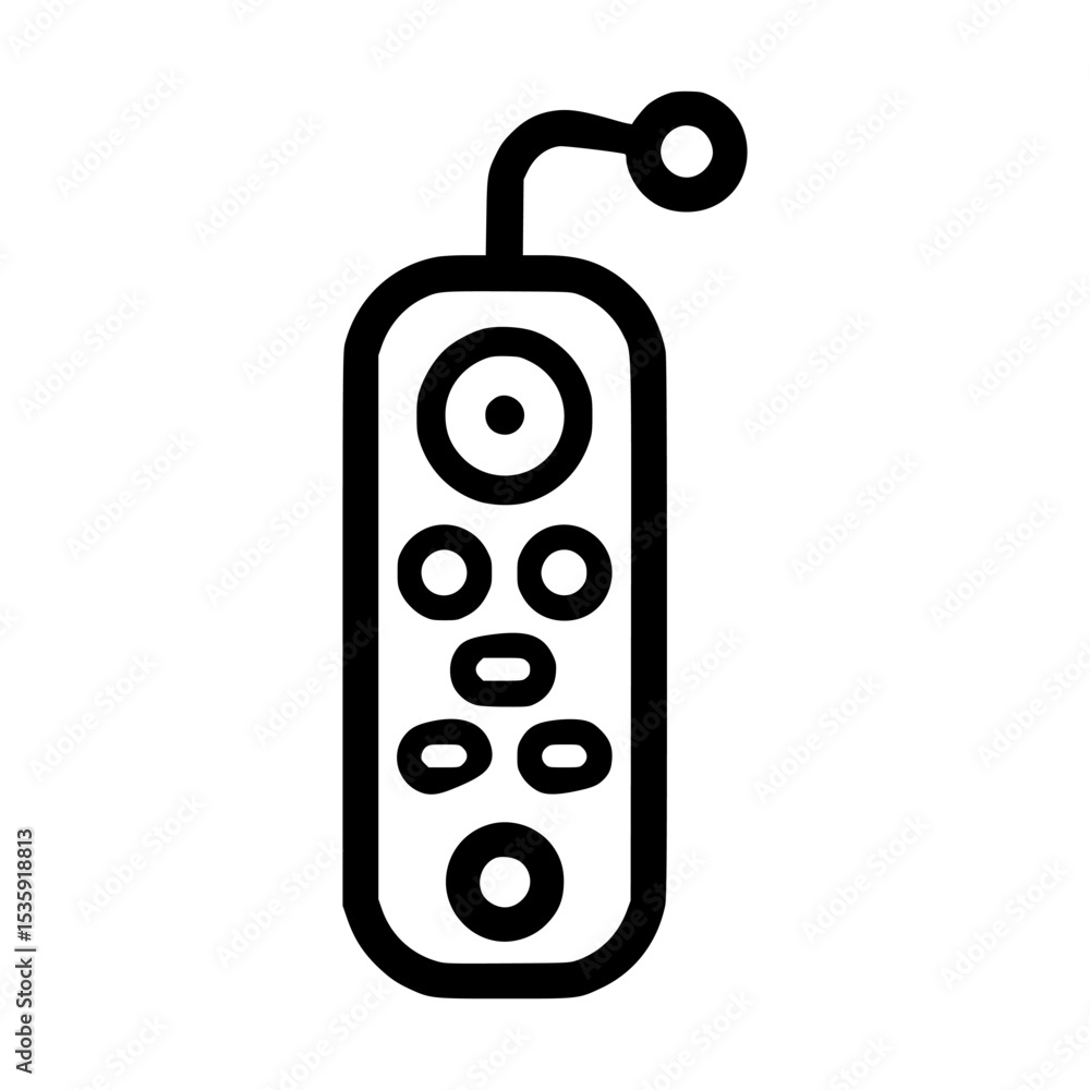 Poster simple line drawing of a modern remote control device.