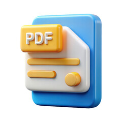 3d realistic pdf file icon render blue and yellow
