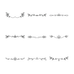 Obraz premium Collection of Nine Delicate Floral and Leafy Divider Designs