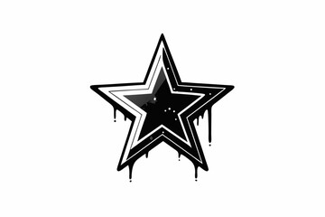 Black Star Outline Graffiti Spray Paint Dripping vector