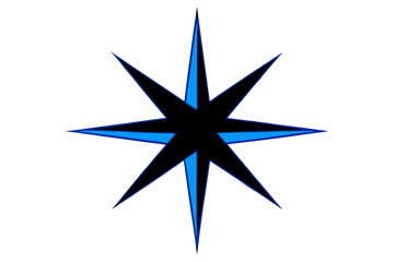 Blue and Black Eight Pointed Starburst Icon sparkle