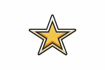 Gold Star Icon Bold Black Outline Beige Inner Outline