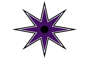 Obraz premium Purple Ten Pointed Starburst Icon Black Outline purple star