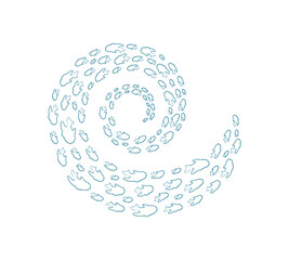 Chalk fish school swirl. A silhouette of many aquatic creatures in a captivating pattern. Underwater scene, ocean theme, ideal for marine life projects, summer decorations, and aquarium art.