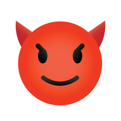 Smiling devil emoji with horns and mischievous expression